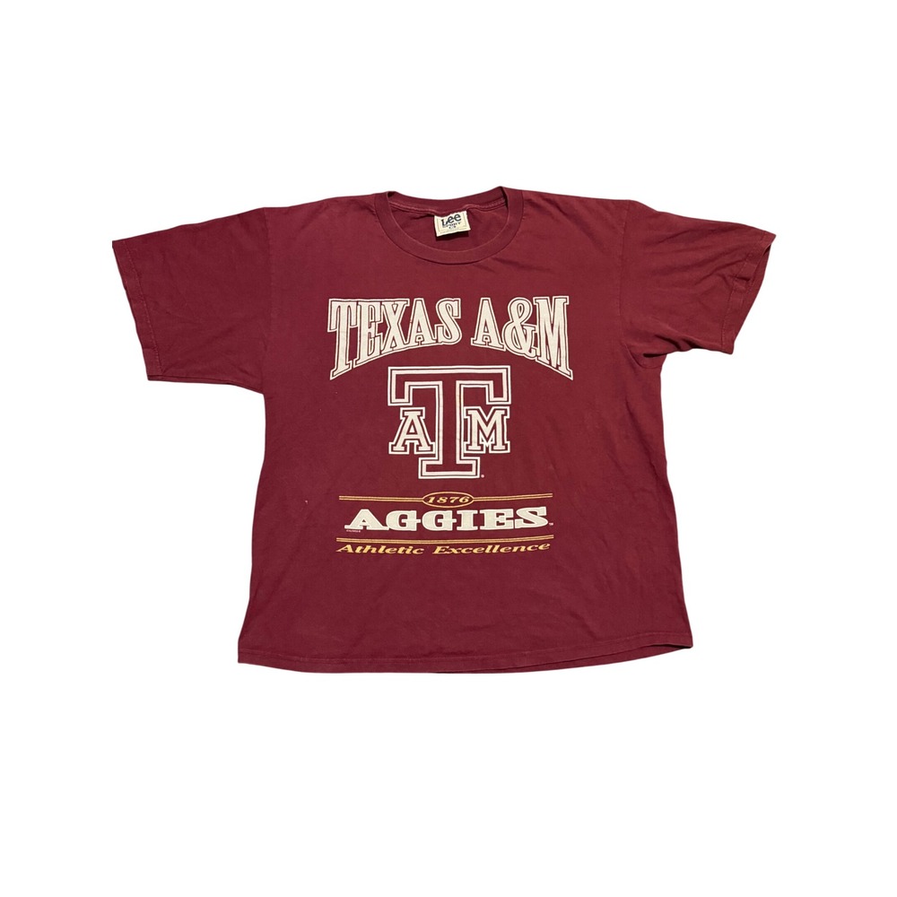 Vintage Lee Sport Texas A&M Aggies T Shirt‎ Mens XL Maroon Made in USA 90s NCAA